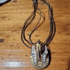 Pharaoh Pendant Necklace in Gold and Silver